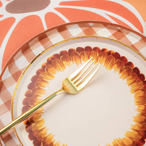 Harvest Brown Gingham Dinner Paper Plates