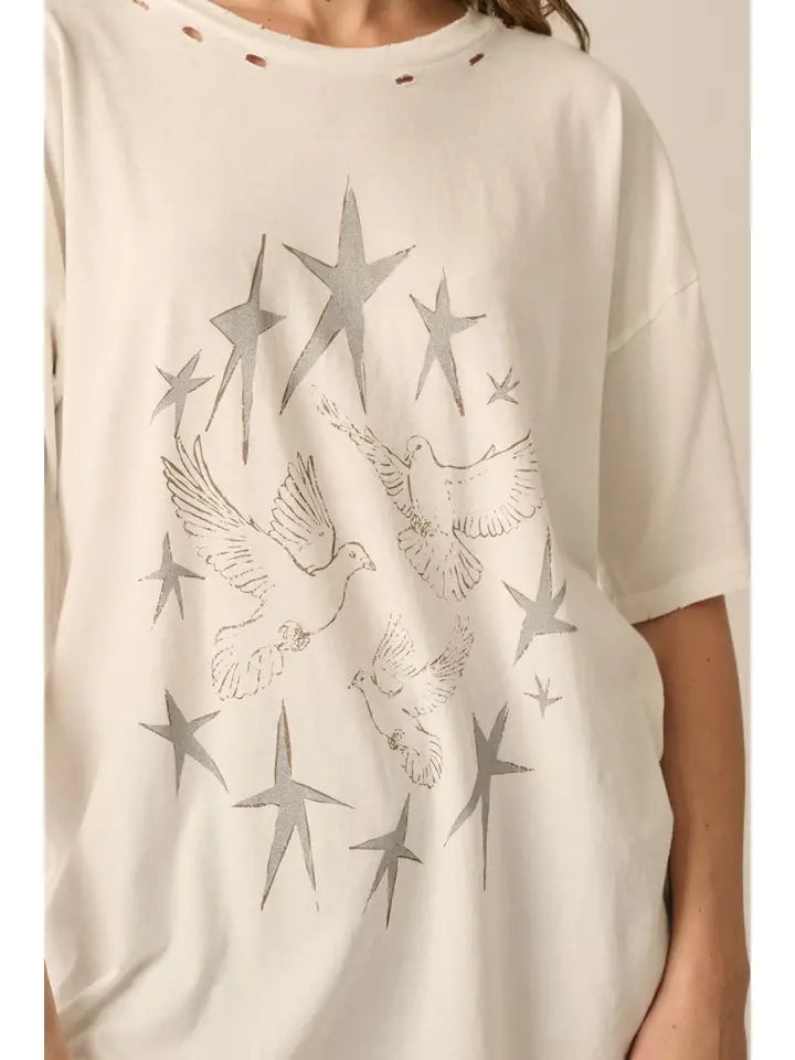 Stars and Doves Garment-Washed Tee