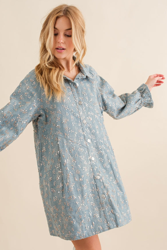 Sequined Denim Dress Sequined Denim Dress