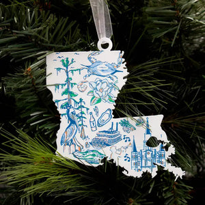 Galvanized Louisiana Love Ornament
