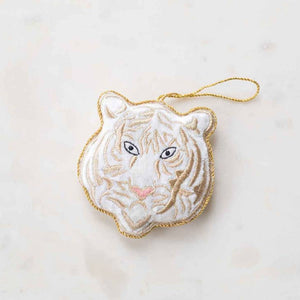 White & Gold Tiger Ornament