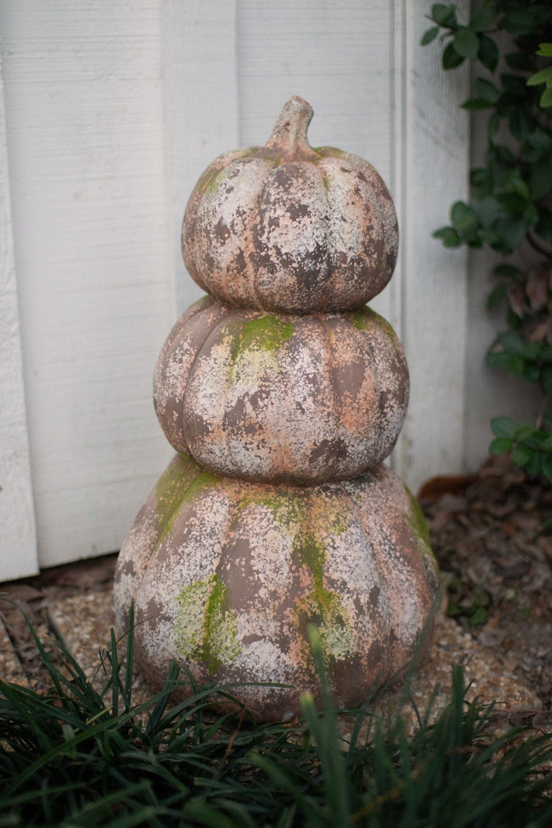 Faux Concrete Stacked Pumpkins