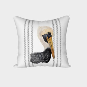 Brown Pelican Ticking Stripe Pillow