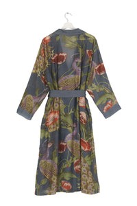 Poppies and Peacocks Robe/Long Kimono