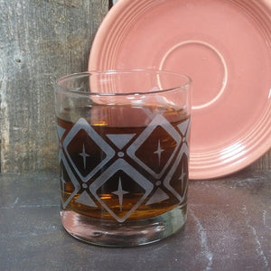 Retro Pattern Etched Whiskey Glass