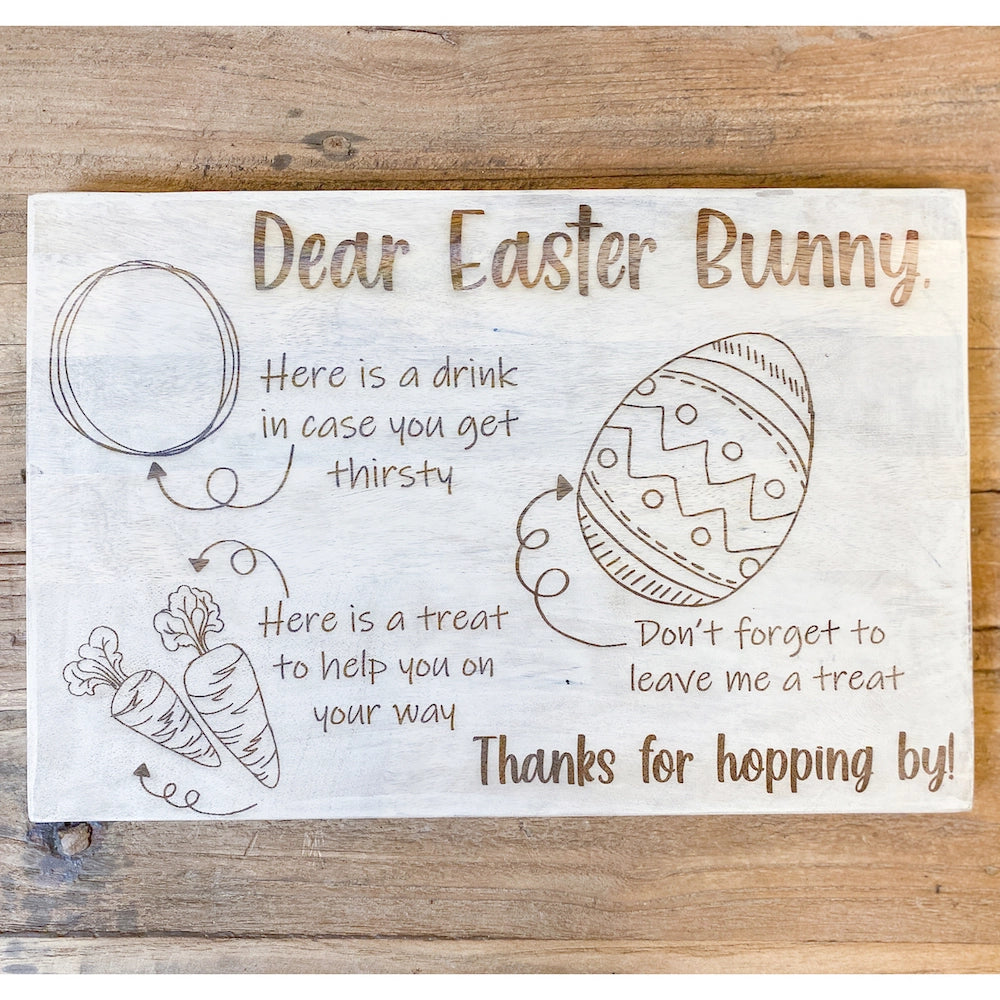 Illustrated Easter Bunny Serving Board White